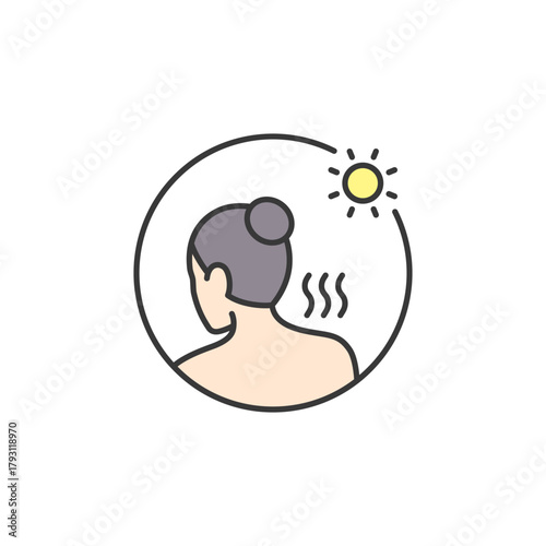 Sunburn icon for skincare logo design—perfect for illustrating UV damage, sun protection tips, or after-sun care. Ideal for beauty brands, dermatology, and wellness visuals.