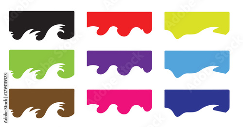 Set of Wave Pattern Headers Graphic Design Elements for Website and App Interface Design with Vector Template