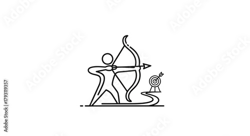 Conceptual archer aiming at target graphic, demonstrating goals and ambitions achievement