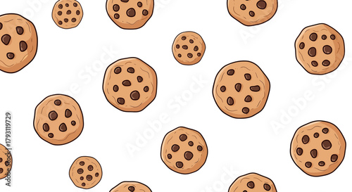 Delightful Chocolate Chip Cookie Pattern for Backgrounds and Sweet-Themed Designs