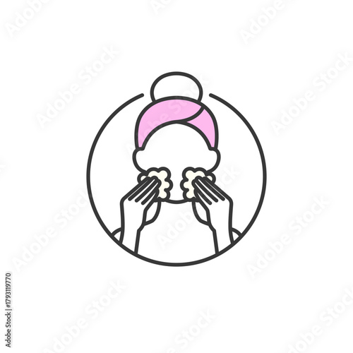 Wallpaper Mural Face wash icon for skincare logo design—ideal for cleansing product visuals, beauty routine guides, or spa branding. Represents freshness, foam action, and daily skin renewal. Torontodigital.ca