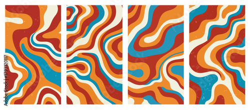Abstract organic swirls in warm earthy tones and vibrant blues background