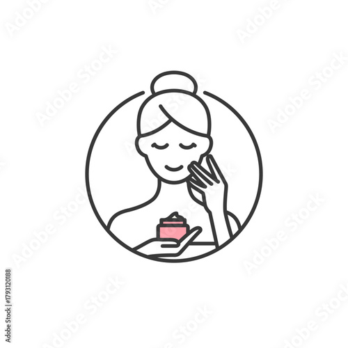 Moisturizer icon for skincare logo design—perfect for hydration product visuals, facial cream branding, or beauty routine guides. Suggests softness, glow, and nourishing care.