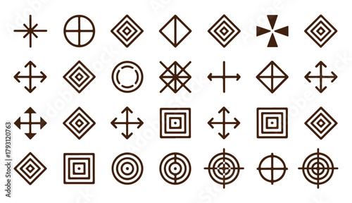 Versatile Icon Set An Array of Geometric Shapes and Symbols for Design Projects (Icon Set, Geometric Forms, Vector)