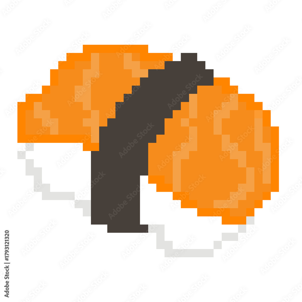 Fototapeta premium Salmon Nigiri Sushi Pixel Art Icon for Japanese Food