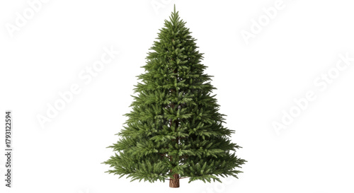 Isolated Christmas tree image on a plain backdrop perfect for holiday season designs & concepts