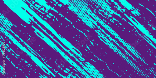 Abstract Sports Background with Blue and Purple Brush Texture and Halftone Effect. eps10