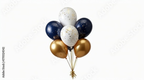 Elegant bunch of white navy and gold balloons with sparkle design