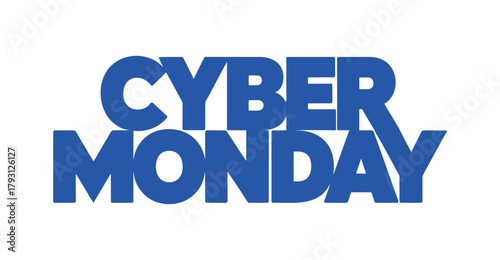 Cyber Monday bold text banner with modern sans-serif font on clean background, minimalist ecommerce design for online sale promotions