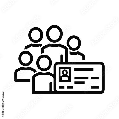Group of people with an identification card, representing identity verification or access control