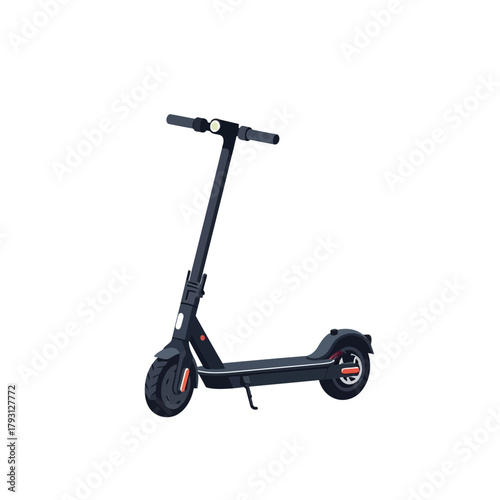 Modern black electric scooter with handlebars and wheels