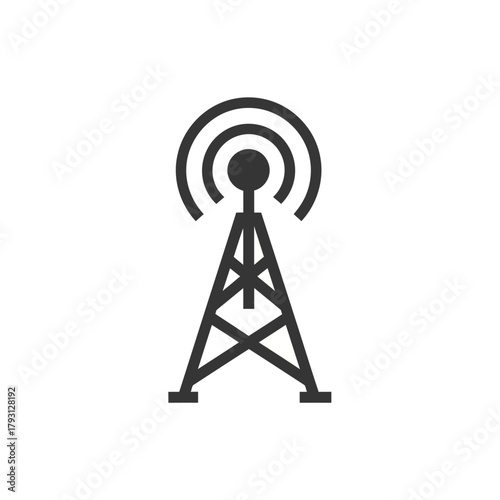 A telecommunication tower with signal waves, representing broadcasting and connectivity