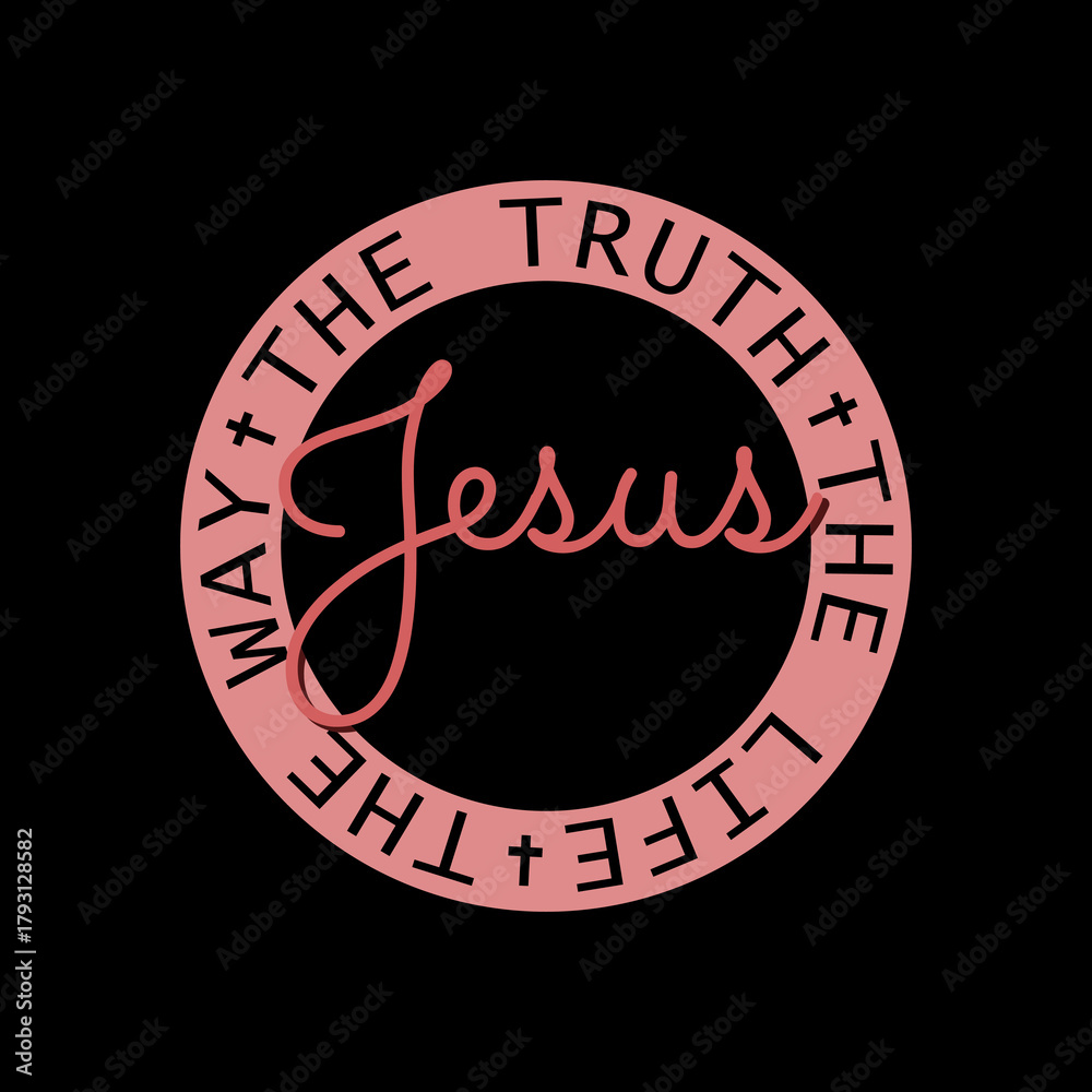 Obraz premium Jesus, The way, The Truth, The Life icon isolated on black background