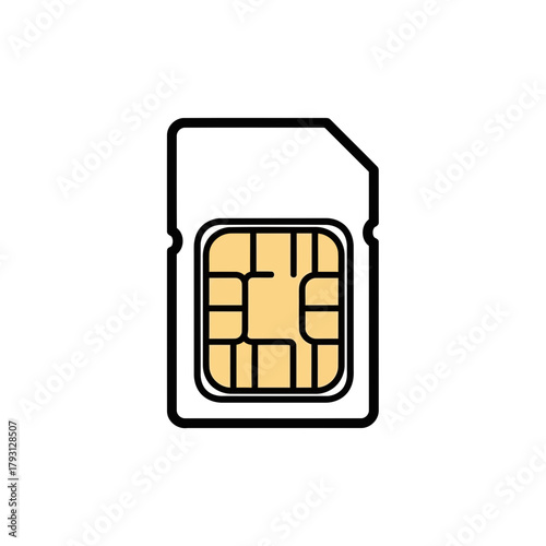 A standard sim card for mobile phones, showing the gold contact chip and black casing, ready for insertion into a device