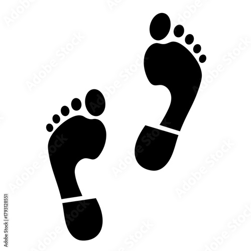 Pair of black footprints, indicating steps or a path taken