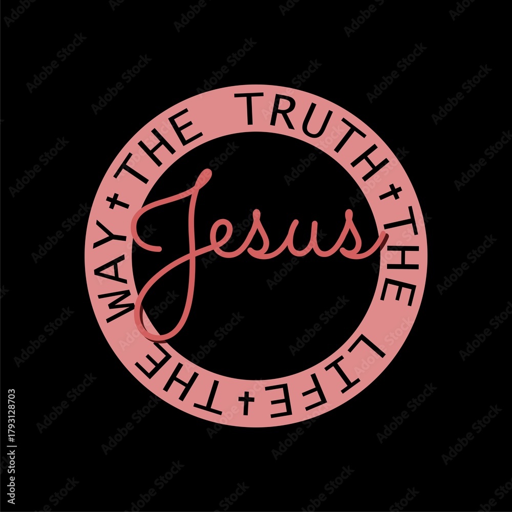 Naklejka premium Jesus, The way, The Truth, The Life icon isolated on black background