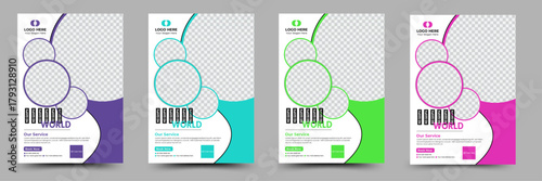 Papier peint Simple Creative Corporate Business Flyer design template or brochure design, Travel flyer,4 Variant Design, natural Shape, Circle shape, layout