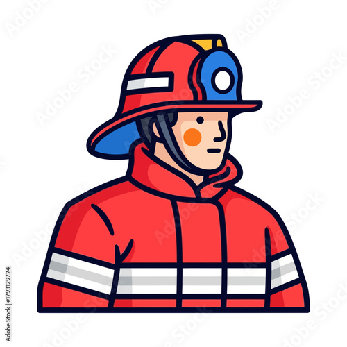 Firefighter in uniform and helmet, professional rescuer
