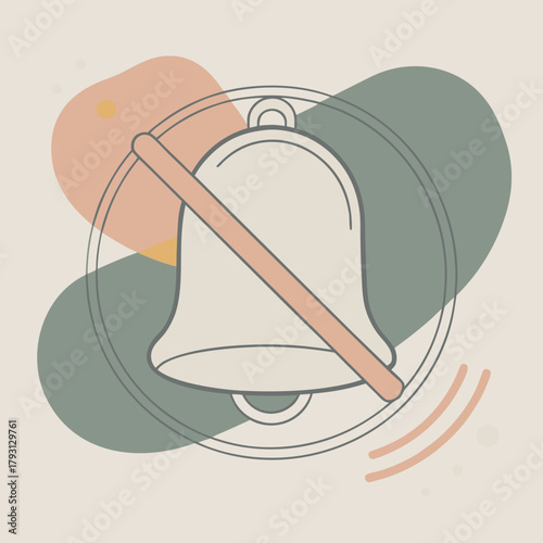 Muted Bell Icon with Abstract Shapes silent mode no sound