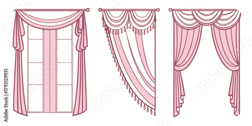Three Styles Of Pink Drapes And Curtains For Windows With Decorative Swags interior