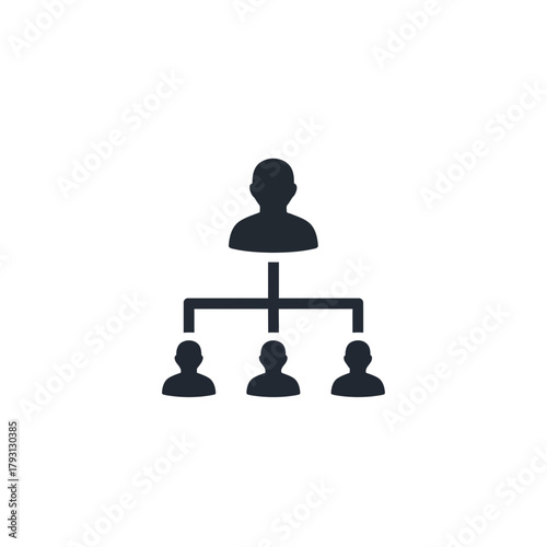 Organizational chart showing a hierarchy with one leader and three subordinates