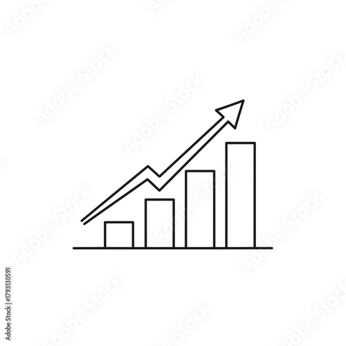 Line art graph showing upward trend with arrow