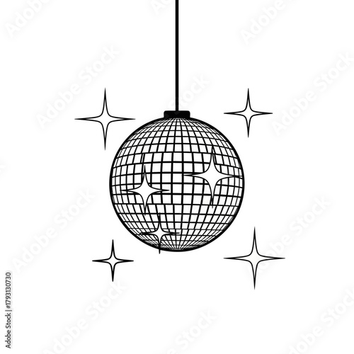 Disco ball with sparkling stars