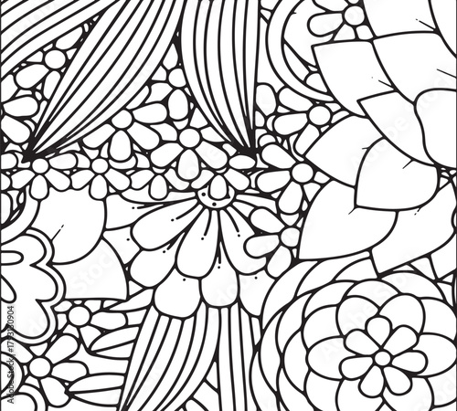 Simple flower coloring pages for adults and kids 