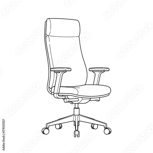 Modern ergonomic office chair with adjustable armrests and headrest