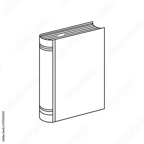 A simple line drawing of a closed book with a hardcover, representing knowledge, education, or literature