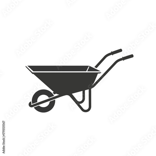 Black silhouette of a wheelbarrow