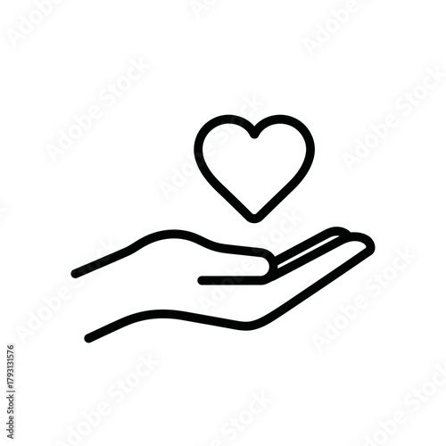 Hand holding a heart symbol, representing love, care, and charity