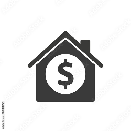 Icon representing a house with a dollar sign inside, symbolizing real estate investment or home finance