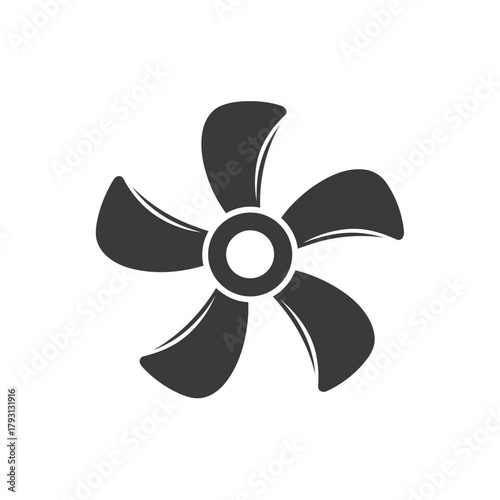 A black fiveblade fan or propeller icon