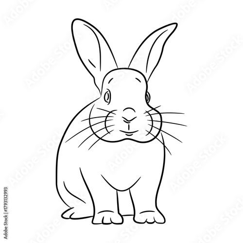 easter bunny, sketch of black art brush lines