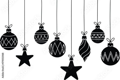 Minimalist black and white christmas ornaments hanging decoration for festive season