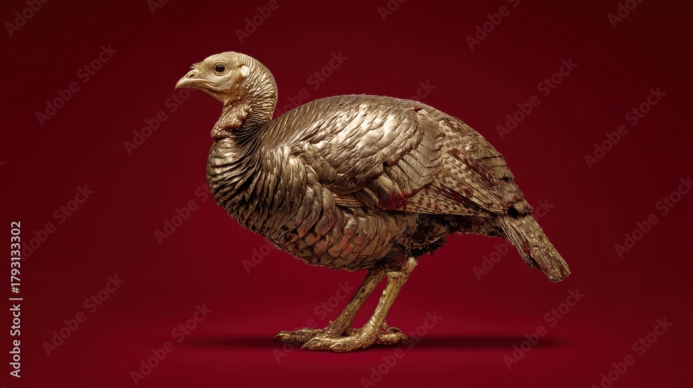Obraz premium Golden turkey sculpture for holiday gift presentation