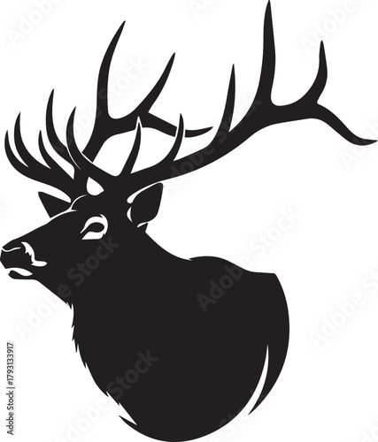 Majestic elk silhouette majestic antlers wildlife portrait profile view animal icon