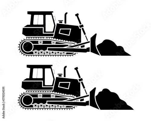 Bulldozer tractor construction equipment heavy machinery crawler dozer vehicle engineering industrial machine icon