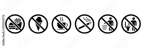 No food no drinks no smoking no littering no toilet signs collection restriction prohibition rules and guidance