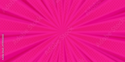 Halftone comic background. Pink wallpaper template with superhero design. Vector illustration in pop art style