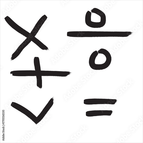 Math Symbols Brush Strokes Black Vector Set Keywords: math, symbol, brush, stroke, ink, paint