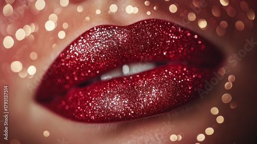 Close-up of sparkly red lips (1)