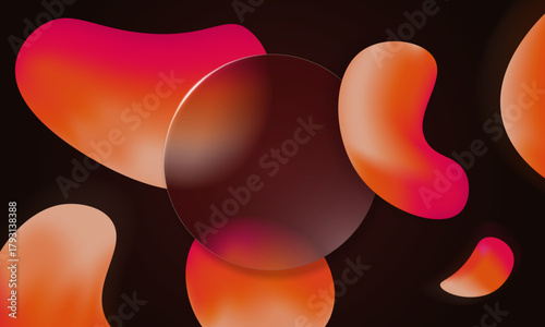 Glossy red and burgundy glassmorphism background with matte liquid texture. Transparent shapes and subtle blur glass morphism add depth to modern digital poster layout.