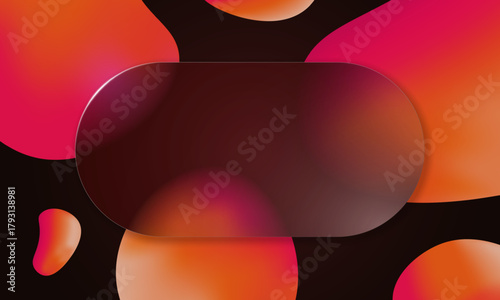 Elegant red and pink glassmorphism composition with frosted liquid glass morphism shape. Modern bubble design ideal for mobile or info panel mockups.