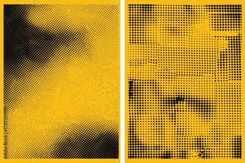 Abstract halftone Gradient Pattern Texture set, Black Dots with a striking contrast Background.