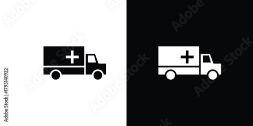 Ambulance icon vector graphics. filled vector sign, Symbol illustration.