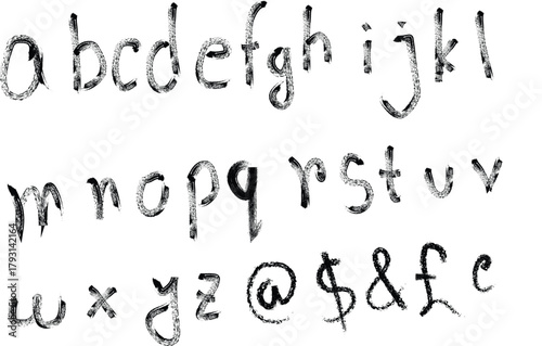 hand drawn vector alphabet small later