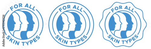 For All Skin Types Badge– Dermatology Approved Label Icons for Cosmetic and Skincare Packaging