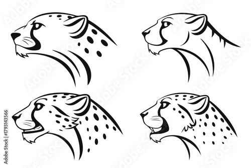 Realistic cheetah head icon design with spotted fur detail